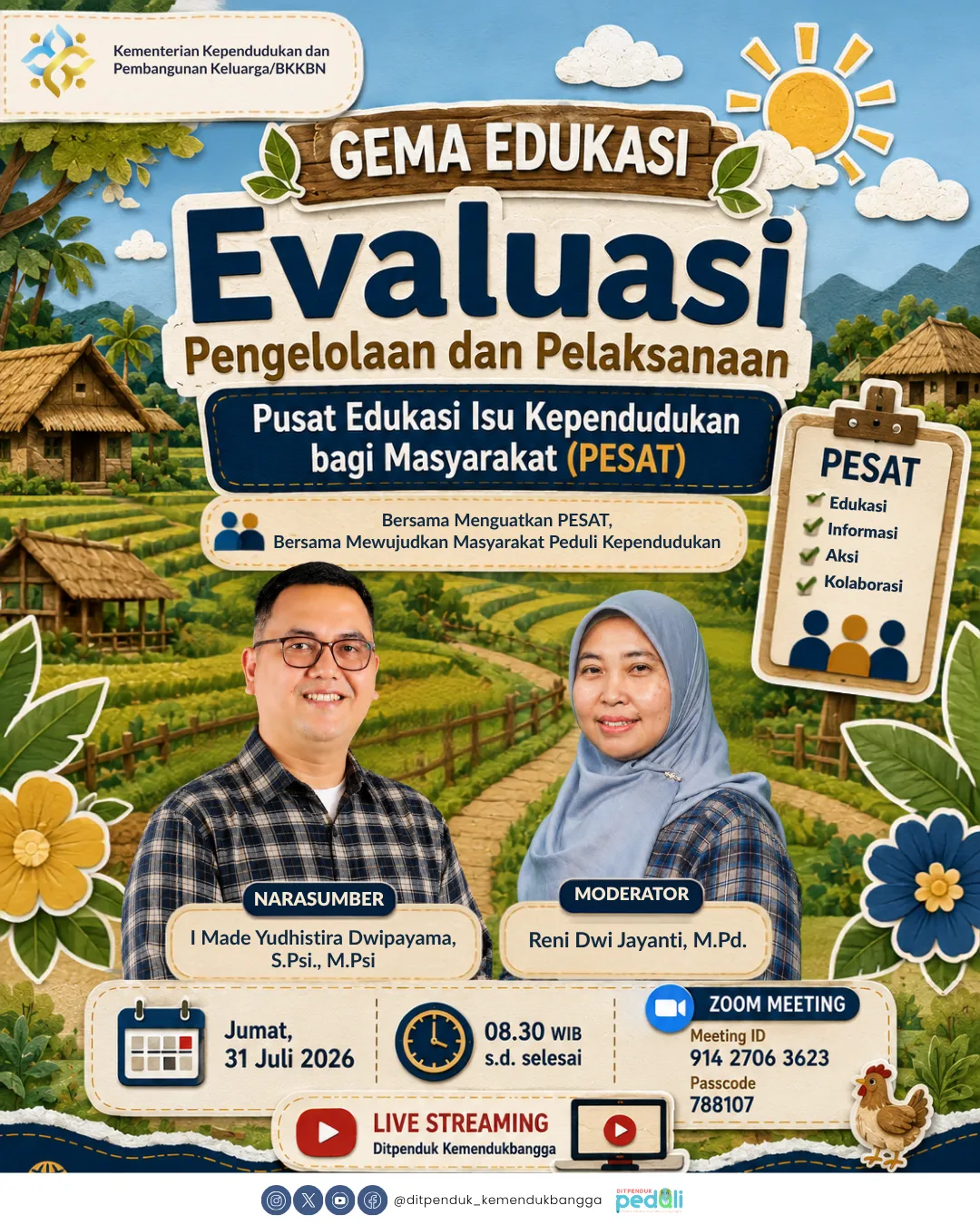 Poster GEMA EDUKASI : Evaluasi Pengelolaan dan Pelaksanaan Pusat Edukasi Isu Kependudukan bagi Masyarakat (PESAT)
