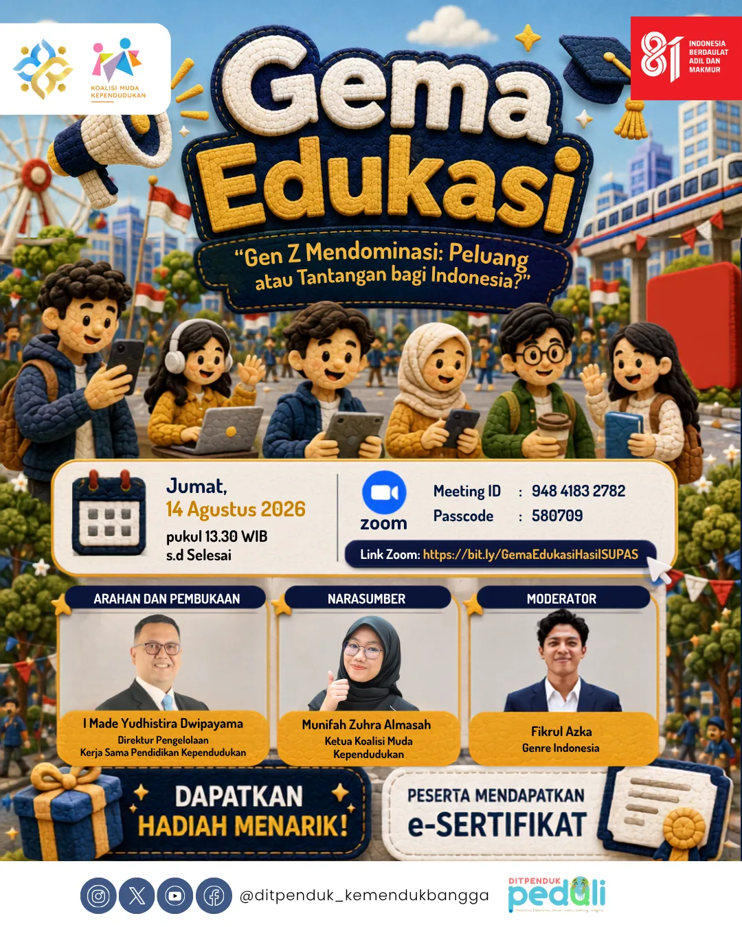 Poster Gema Edukasi "Gen Z Mendominasi: Peluang atau Tantangan bagi Indonesia?"