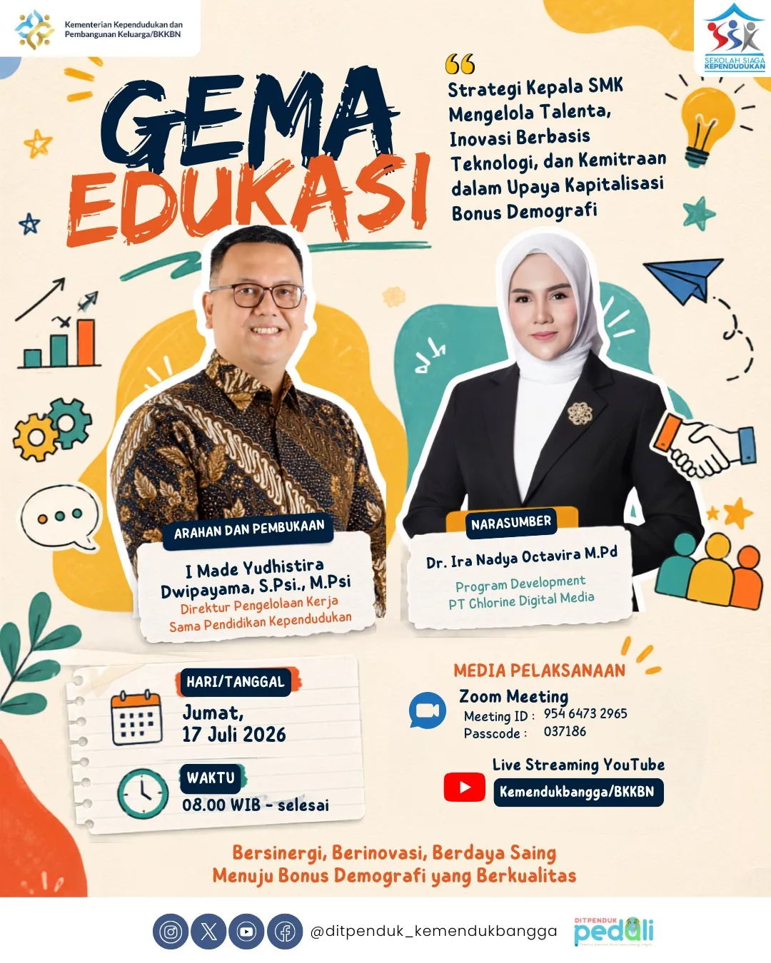 Poster GEMA Edukasi: Strategi Kepala SMK Mengelola Talenta, Inovasi Berbasis Teknologi, dan Kemitraan dalam Upaya Kapitalisasi Bonus Demografi