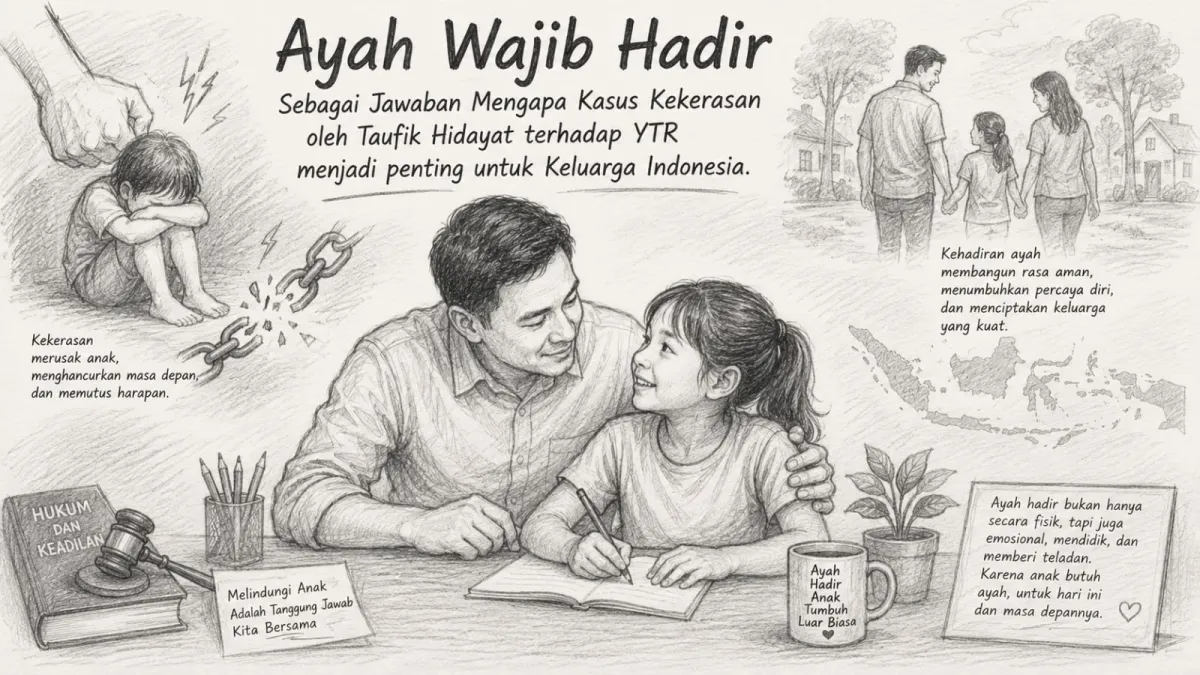 Ayah wajib hadir adalah jawaban mengapa kasus kekerasan oleh Taufik Hidayat terhadap YTR menjadi penting untuk keluarga Indonesia