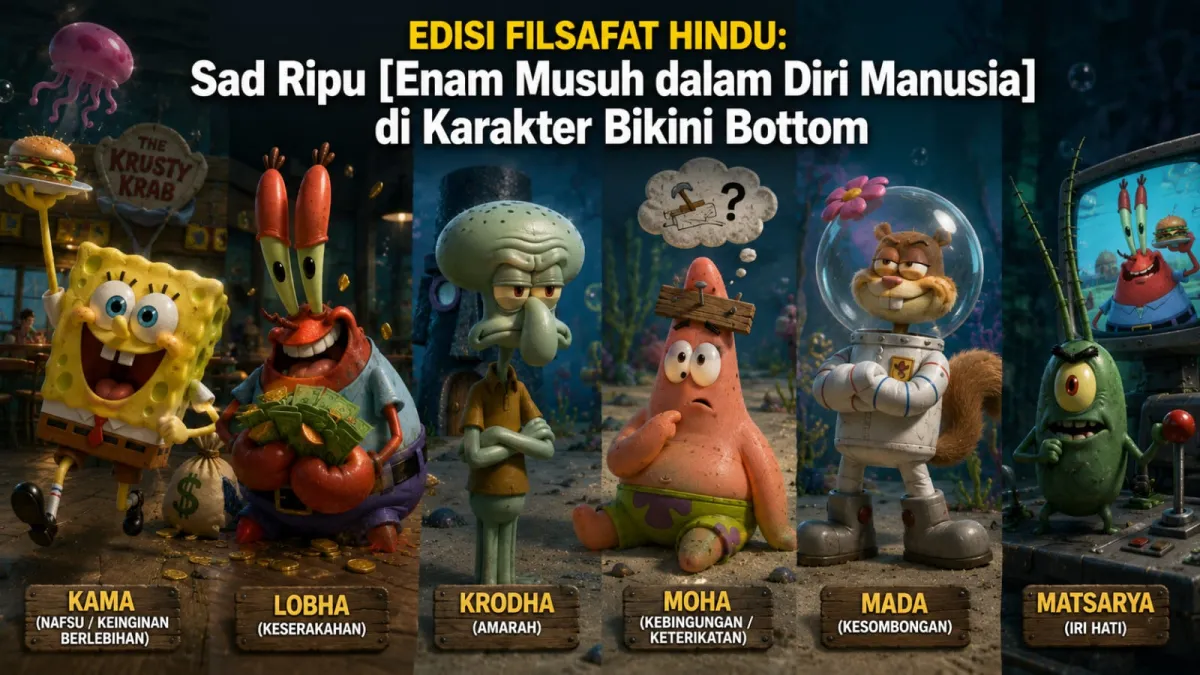 EDISI FILSAFAT HINDU: Sad Ripu [Enam Musuh dalam Diri Manusia] di Karakter Bikini Bottom